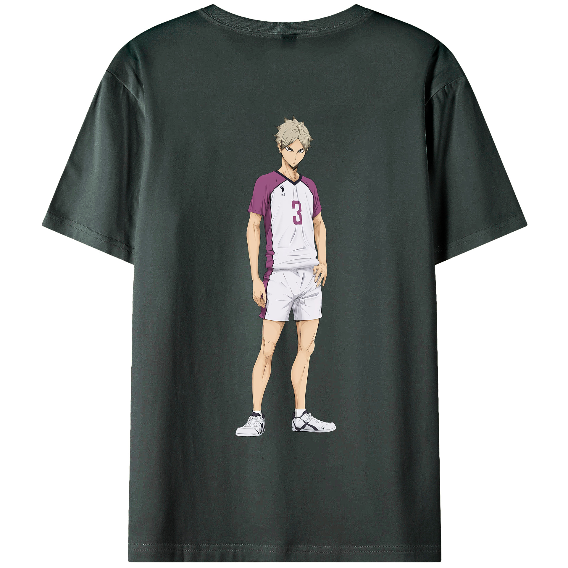 （画像用） ハイキュー!! Haikyu!! 綿100％ メンズ半袖Tシャツ（バックプリント） 通気性
